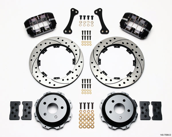 99-08 SUBARU FULL DISC BRAKE KIT,12" DRILLED ROTORS,BLACK CALIPERS
