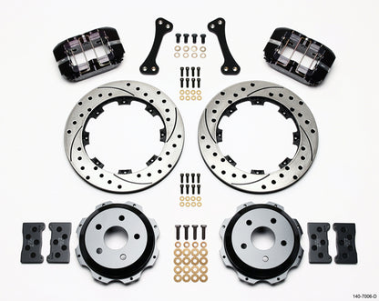 99-08 SUBARU FULL DISC BRAKE KIT,12" DRILLED ROTORS,BLACK CALIPERS