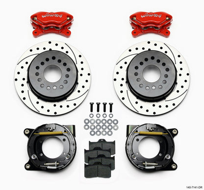 67-69 GM F-BODY FULL DISC BRAKE,2" DROP SPINDLES,ARMS,FRONT 13",REAR 12" DRL,RED