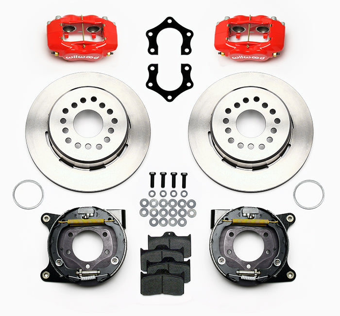 62-72 CDP B&E BODY W/DRUMS FULL DISC BRAKE KIT,12" ROTORS,6/4 PISTON RED