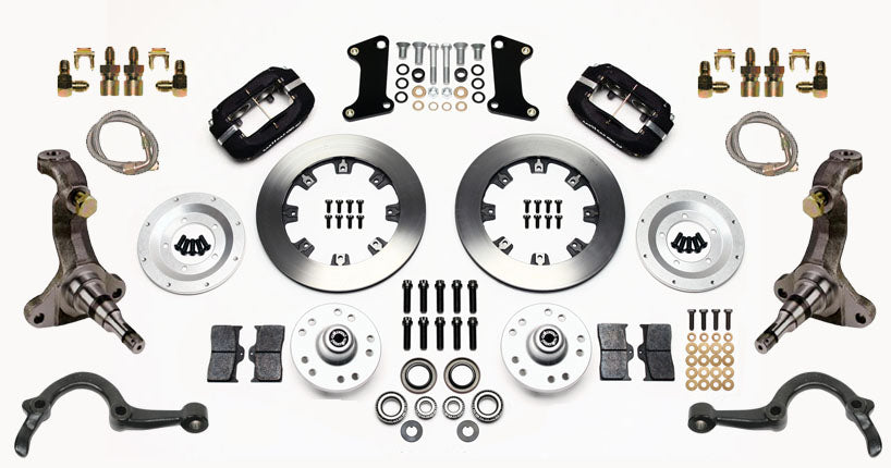 64-72 GM A-BODY FRONT DISC BRAKE KIT & STOCK SPINDLES & ARMS,12" ROTORS,BLACK