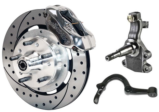 64-72 GM A-BODY FRONT DISC BRAKE KIT & 2" DROP SPINDLES & ARMS,12" DRILL,POLISH