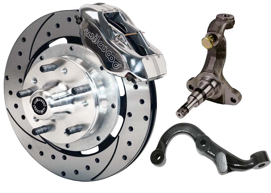 67-69 GM F-BODY FRONT DISC BRAKE KIT & STOCK SPINDLES & ARMS,12" DRILLED,POLISH