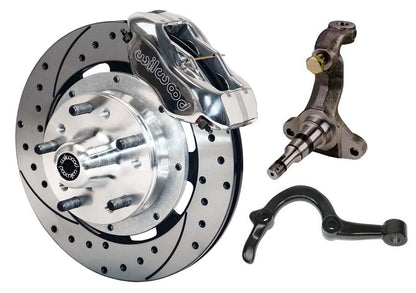 64-72 GM A-BODY FRONT DISC BRAKE KIT & STOCK SPINDLES & ARMS,12" DRILLED,POLISH