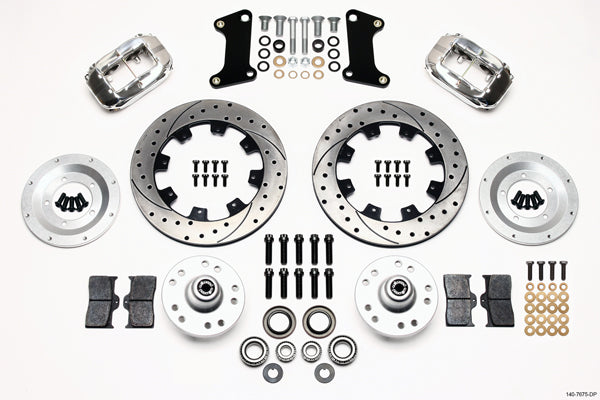 64-74 GM FRONT DISC BRAKE KIT,12.19" DRILLED ROTORS,4 PISTON DYNALITE POLISH CAL