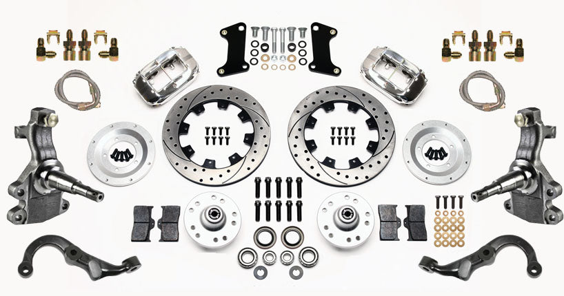 67-69 GM F-BODY FRONT DISC BRAKE KIT & 2" DROP SPINDLES & ARMS,12" DRILL,POLISH