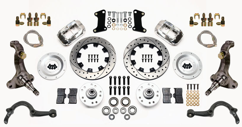 64-72 GM A-BODY FULL DISC BRAKE KIT & STOCK SPINDLES & ARMS,12" DRILLED,POLISHED