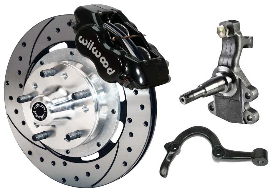 64-72 GM A-BODY FRONT DISC BRAKE KIT & 2" DROP SPINDLES & ARMS,12" DRILLED,BLACK