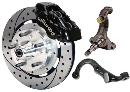 67-69 GM F-BODY FRONT DISC BRAKE KIT & STOCK SPINDLES & ARMS,12" DRILLED,BLACK