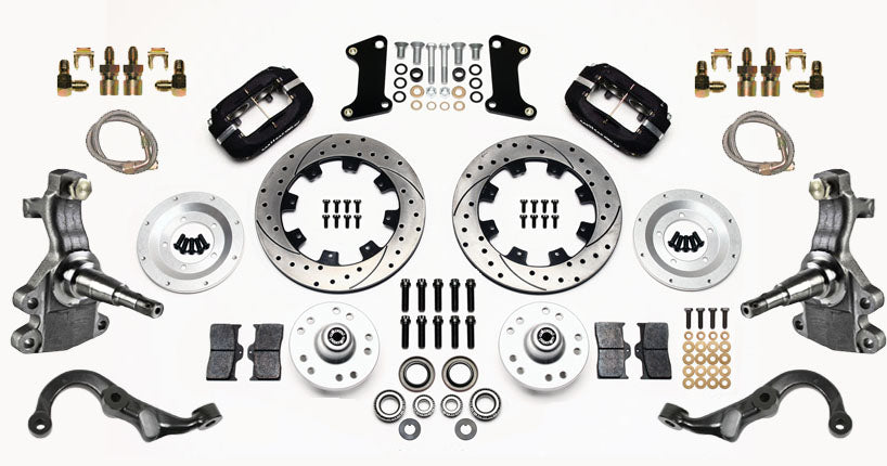 67-69 GM F-BODY FULL DISC BRAKE KIT & 2" DROP SPINDLES & ARMS,12" DRILLED,BLACK