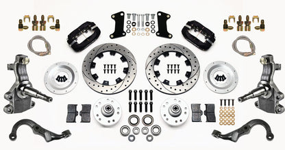 67-69 GM F-BODY FULL DISC BRAKE KIT & 2" DROP SPINDLES & ARMS,12" DRILLED,BLACK