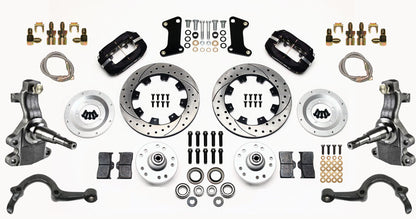 64-72 GM A-BODY FULL DISC BRAKE KIT & 2" DROP SPINDLES & ARMS,12" DRILLED,BLACK