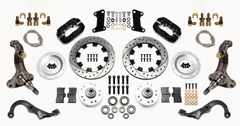 67-69 GM F-BODY FRONT DISC BRAKE KIT & STOCK SPINDLES & ARMS,12" DRILLED,BLACK