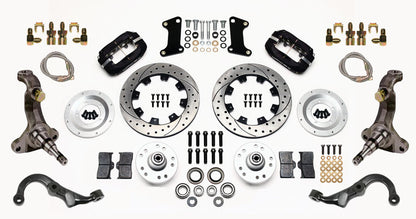 67-69 GM F-BODY FULL DISC BRAKE KIT & STOCK SPINDLES & ARMS,12" DRILLED,BLACK