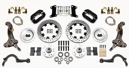 64-72 GM A-BODY FULL DISC BRAKE KIT & STOCK SPINDLES & ARMS,12" DRILLED,BLACK