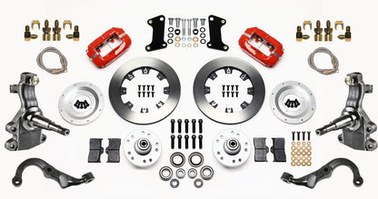 67-69 GM F-BODY FRONT DISC BRAKE KIT & 2" DROP SPINDLES & ARMS,12" ROTORS,RED