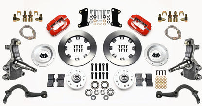 64-72 GM A-BODY FRONT DISC BRAKE KIT & 2" DROP SPINDLES & ARMS,12" ROTORS,RED