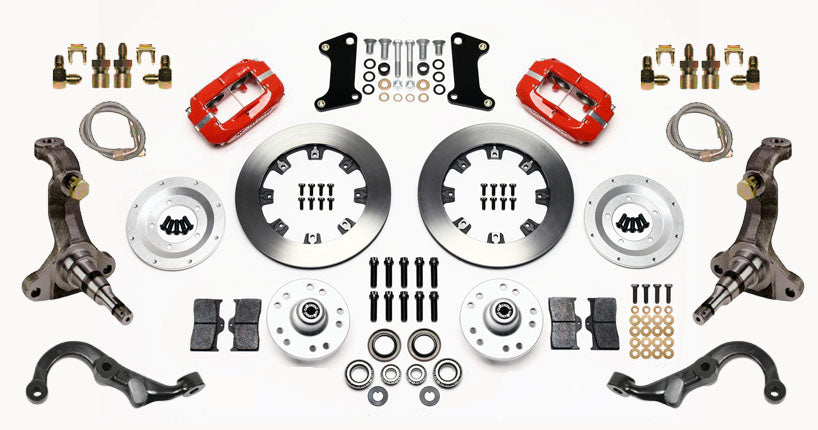 67-69 GM F-BODY FRONT DISC BRAKE KIT & STOCK SPINDLES & ARMS,12" ROTORS,RED