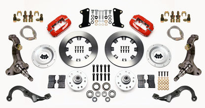 67-69 GM F-BODY FRONT DISC BRAKE KIT & STOCK SPINDLES & ARMS,12" ROTORS,RED