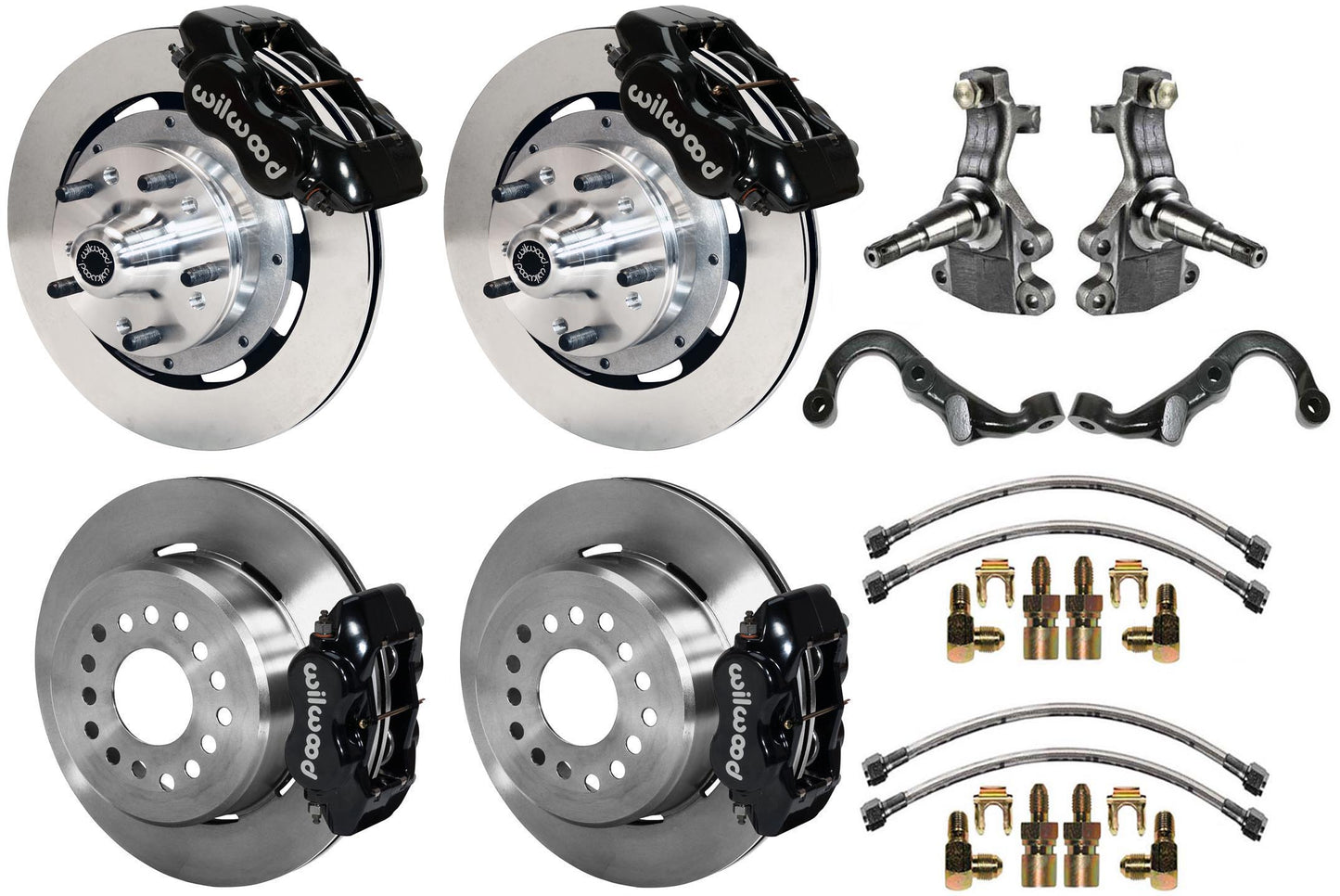 67-69 GM F-BODY FULL DISC BRAKE KIT & 2" DROP SPINDLES & ARMS,12" ROTORS,BLACK
