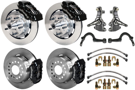 64-72 GM A-BODY FULL DISC BRAKE KIT & 2" DROP SPINDLES & ARMS,12" ROTORS,BLACK