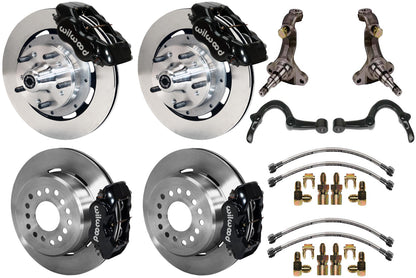 64-72 GM A-BODY FULL DISC BRAKE KIT & STOCK SPINDLES & ARMS,12" ROTORS,BLACK