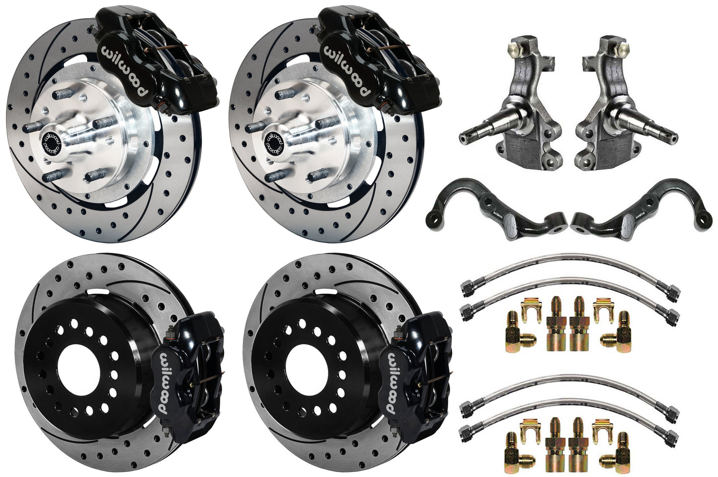 67-69 GM F-BODY FULL DISC BRAKE KIT & 2" DROP SPINDLES & ARMS,12" DRILLED,BLACK