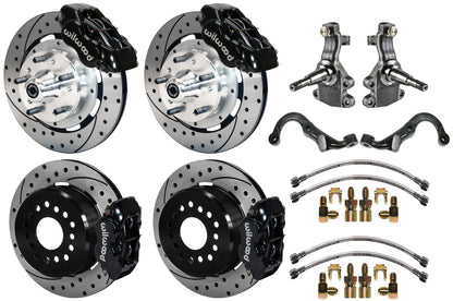67-69 GM F-BODY FULL DISC BRAKE KIT & 2" DROP SPINDLES & ARMS,12" DRILLED,BLACK