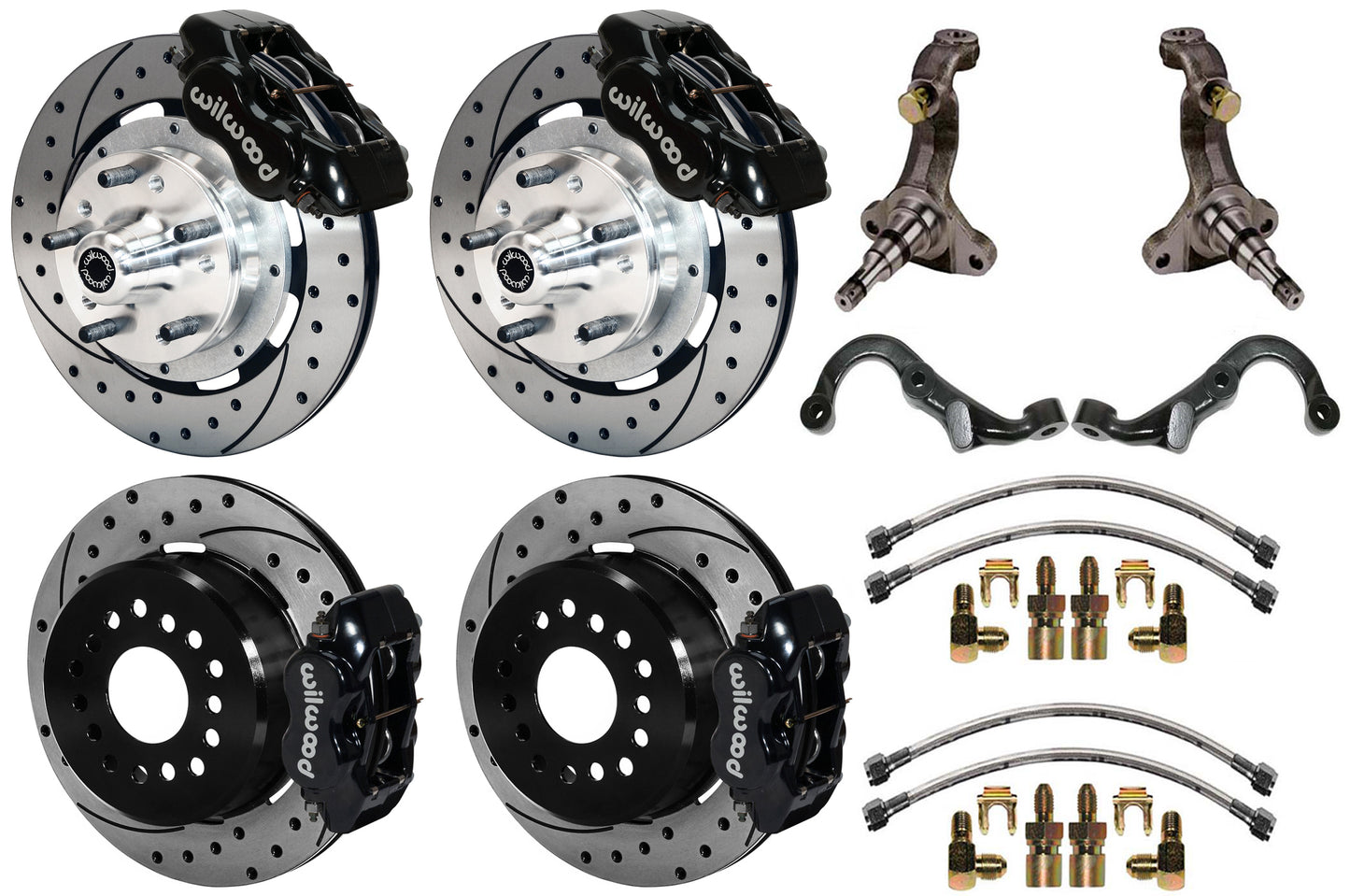 67-69 GM F-BODY FULL DISC BRAKE KIT & STOCK SPINDLES & ARMS,12" DRILLED,BLACK