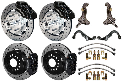 67-69 GM F-BODY FULL DISC BRAKE KIT & STOCK SPINDLES & ARMS,12" DRILLED,BLACK