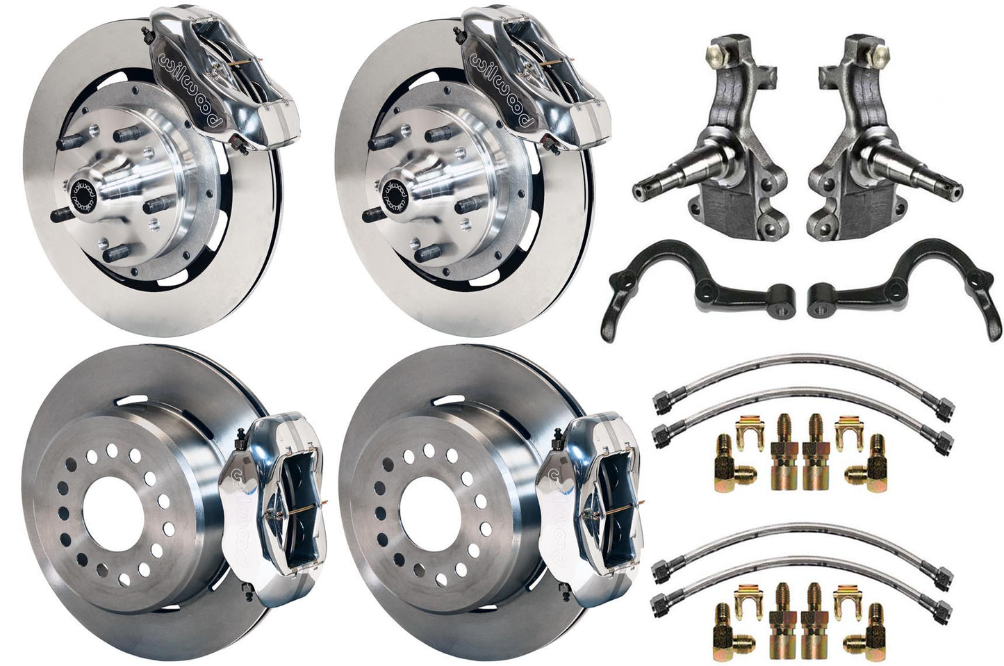 64-72 GM A-BODY FULL DISC BRAKE KIT & 2" DROP SPINDLES & ARMS,12" ROTORS,POLISH