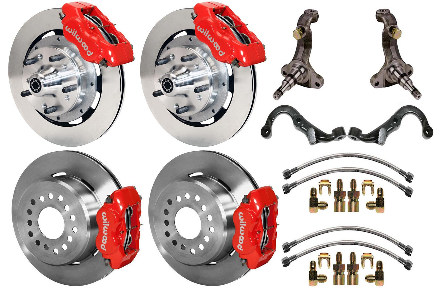 67-69 GM F-BODY FULL DISC BRAKE KIT & STOCK SPINDLES & ARMS,12" ROTORS,RED