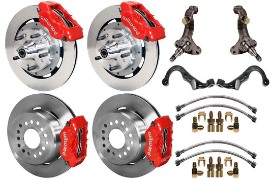 67-69 GM F-BODY FULL DISC BRAKE KIT & STOCK SPINDLES & ARMS,12" ROTORS,RED