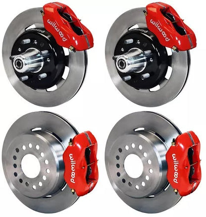 55-57 CHEVY FULL DISC BRAKE KIT,12" ROTORS,4 PISTON RED CALIPERS