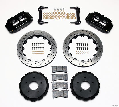 97-13 CORVETTE FULL DISC BRAKE KIT,13" DRILLED ROTORS,BLACK CALIPERS