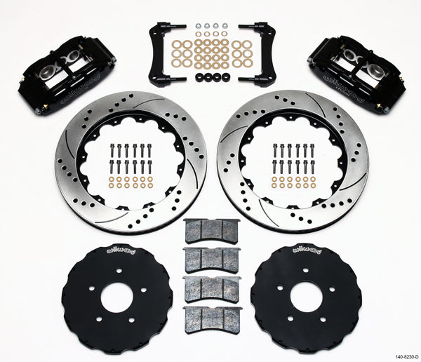 97-13 CORVETTE FULL DISC BRAKE KIT,14" DRILLED ROTORS,BLACK CALIPERS