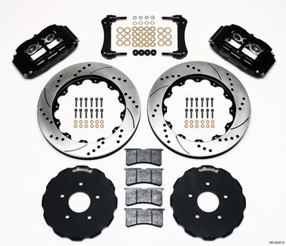 97-13 CORVETTE FULL DISC BRAKE KIT,14" DRILLED ROTORS,BLACK CALIPERS