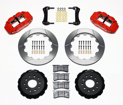 88-96 CORVETTE DISC BRAKE KIT,FRONT & REAR,LINES,13",RED CALIPERS