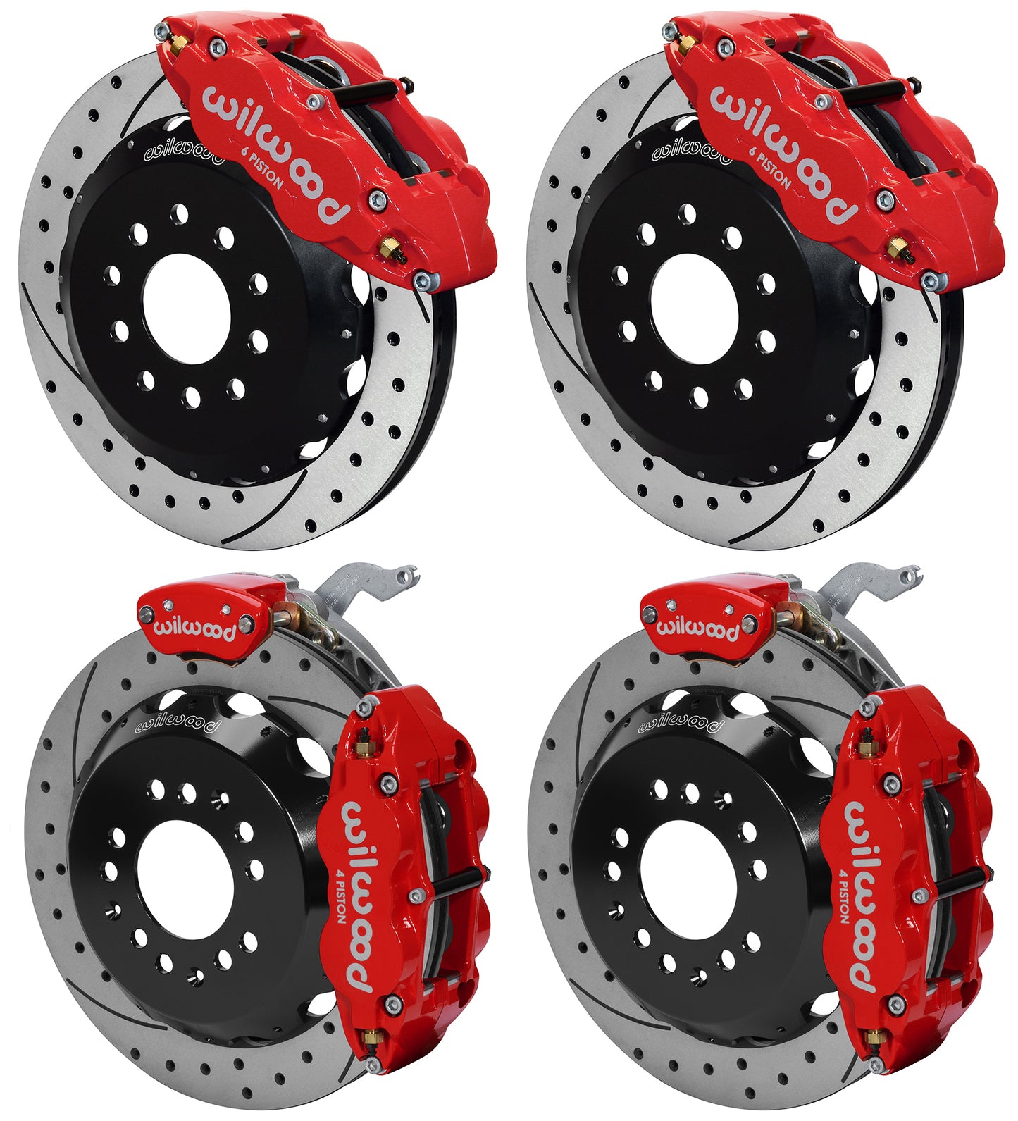 88-96 CORVETTE DISC BRAKE KIT,FRONT & REAR,LINES,13" DRILLED,RED CALIPERS