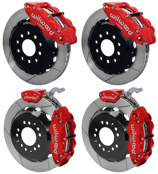 88-96 CORVETTE DISC BRAKE KIT,FRONT & REAR,LINES,13",RED CALIPERS