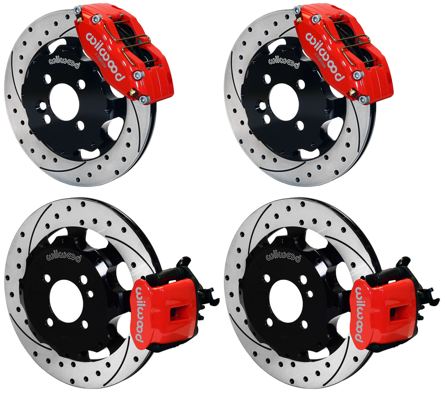 02-13 MINI COOPER FULL DISC BRAKE KIT,12" DRILLED ROTORS,RED CALIPERS