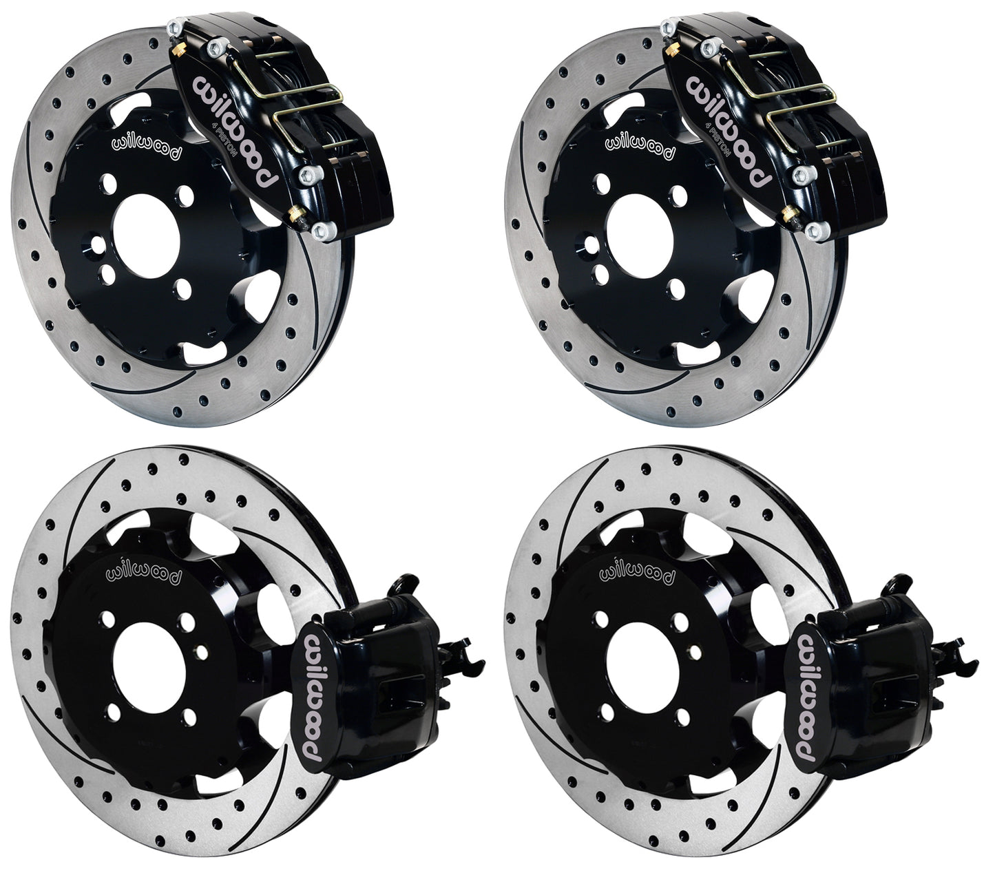 02-13 MINI COOPER FULL DISC BRAKE KIT,12" DRILLED ROTORS,BLACK CALIPERS