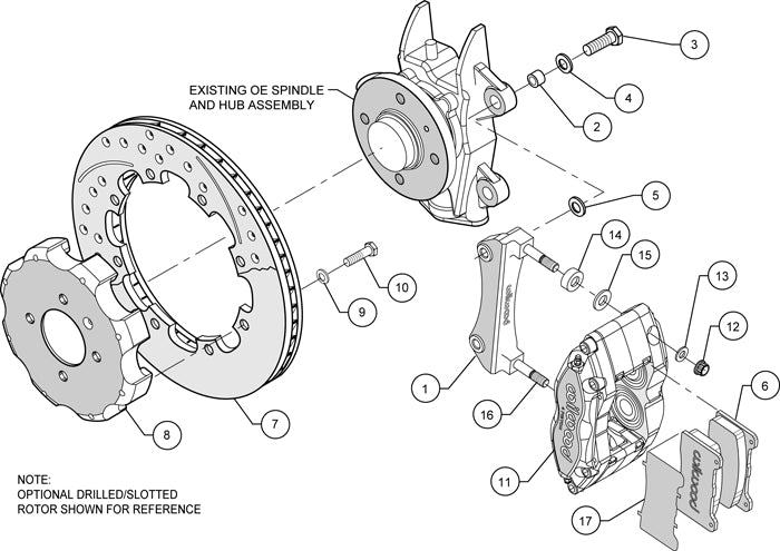 MINI-COOPER KIT,FRONT,DP,12.19" DRILLED ROTORS,RED