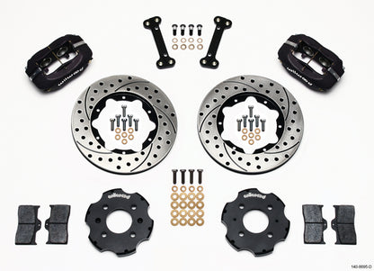 88-95 HONDA FULL DISC BRAKE KIT,11" DRILLED ROTORS,BLACK,2.71 OFFSET REAR