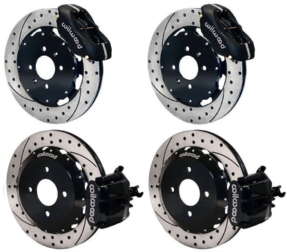 90-97 HONDA FULL DISC BRAKE KIT,11" DRILLED,BLACK,2.39 OFFSET REAR