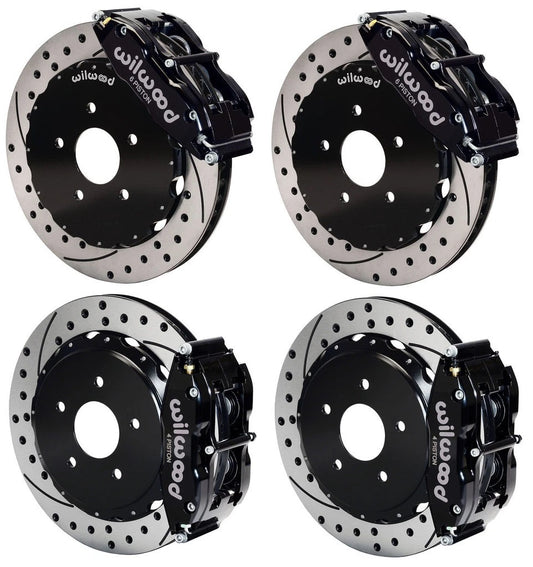 97-13 CORVETTE FULL DISC BRAKE KIT,13" DRILLED ROTORS,BLACK CALIPERS