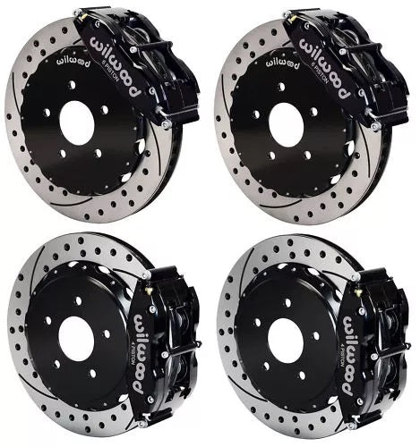 97-13 CORVETTE FULL DISC BRAKE KIT,14" DRILLED ROTORS,BLACK CALIPERS