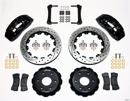99-18 GM TRUCK/SUV FULL DISC BRAKE KIT,16/14" DRILLED ROTORS,BLACK CALIPERS