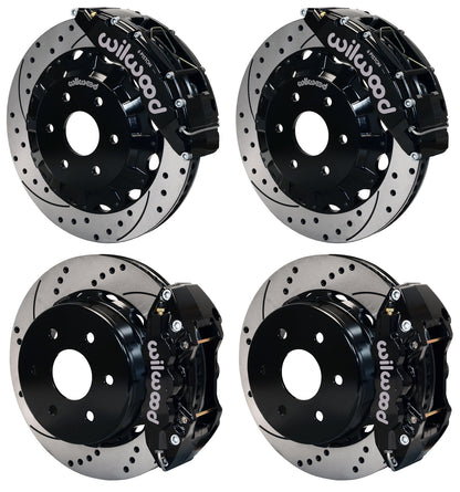 99-18 GM TRUCK/SUV FULL DISC BRAKE KIT,16/14" DRILLED ROTORS,BLACK CALIPERS
