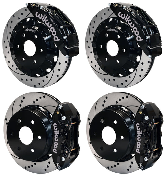 00-06 GM SUV FULL DISC BRAKE KIT,16/14" DRILLED ROTORS,BLACK CALIPERS
